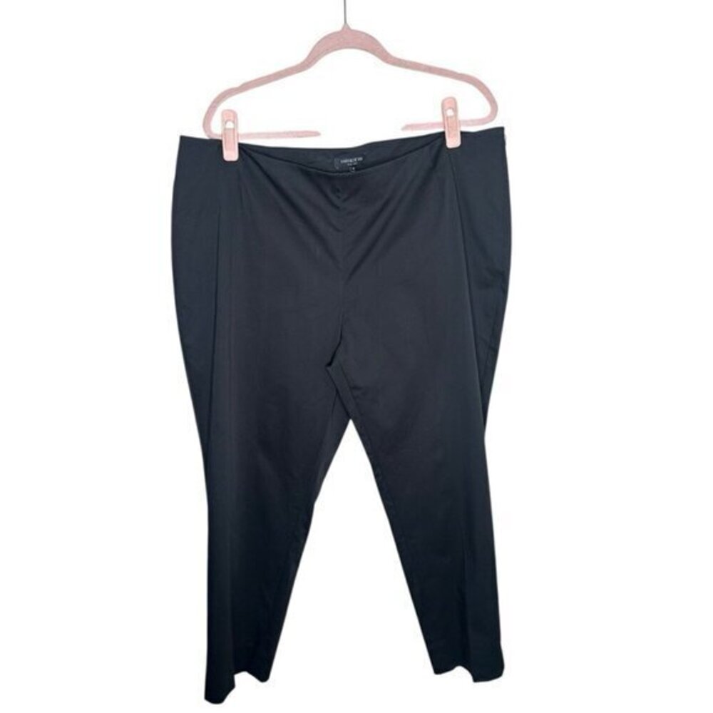 Lafayette 148 New York Cotton Side Zip Straight Leg Ankle Pants Black Size 18